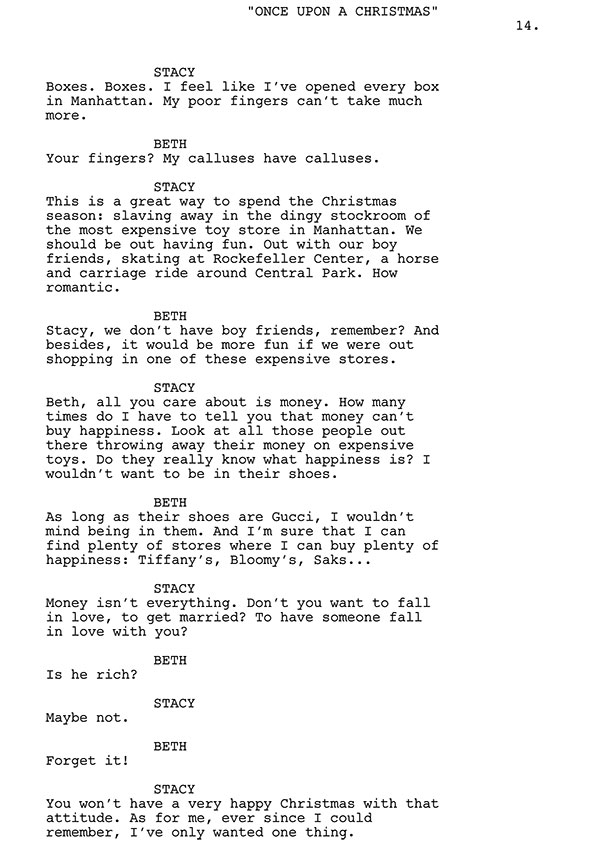 I Want A Guy For Christmas Script Sample