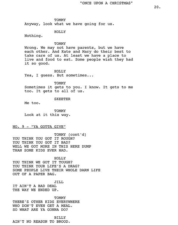 Ya Gotta Give Script Sample